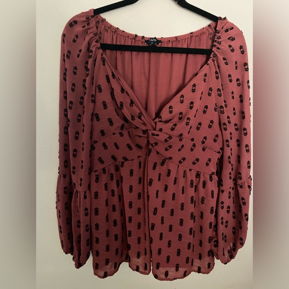 AUW Floral Rust Blouse W/Underliner XL 100% Polyester - Picture 1 of 4